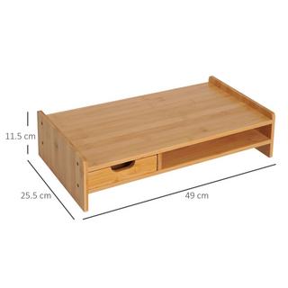 Northio Organisateur de bureau pour support d'écran, avec tiroirs, naturel, L49xL25,5xH11,5 cm  