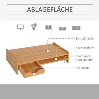 Northio Organisateur de bureau pour support d'écran, avec tiroirs, naturel, L49xL25,5xH11,5 cm  