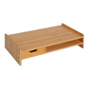 Organisateur de bureau pour support d'écran, avec tiroirs, naturel, L49xL25,5xH11,5 cm