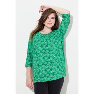 Ulla Popken  Shirt, Blüten, A-Linie, Rundhals, 3/4-Arm 