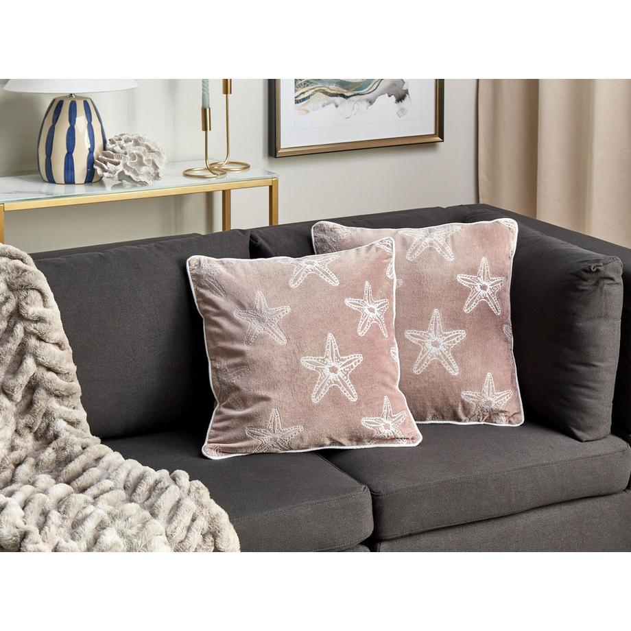 Beliani Dekokissen 2er Set aus Samtstoff Modern CERAMIUM  