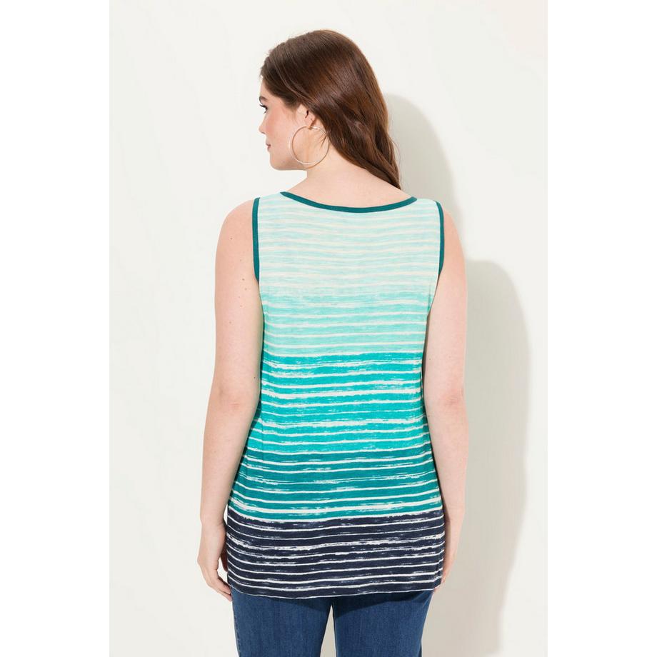 Ulla Popken Haut sans manches Col Rond Ligne A Dégradé de Rayures  