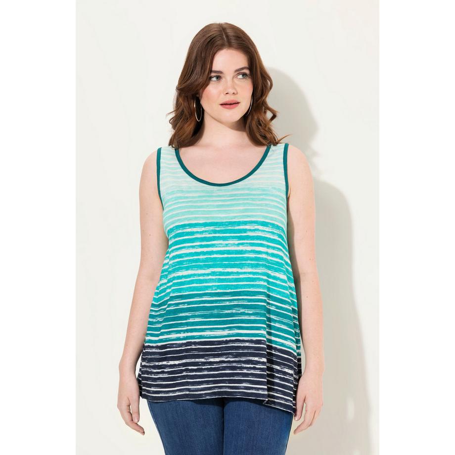 Ulla Popken Haut sans manches Col Rond Ligne A Dégradé de Rayures  
