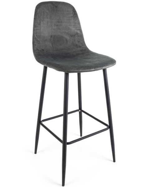 mutoni Tabouret de bar Irelia velours gris  