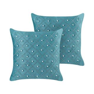 Beliani Lot de 2 coussins en Velours Glamour YARROW  