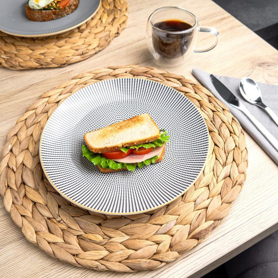 Intirilife 12x set de table en jonc de mer - jacinthe d'eau  