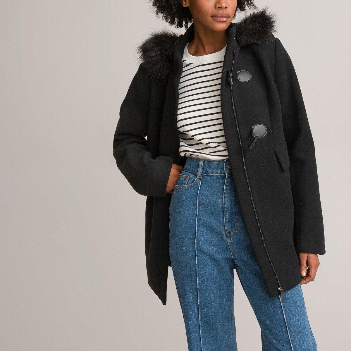 Image of Dufflecoat Mit Kapuze Unisex Schwarz 34