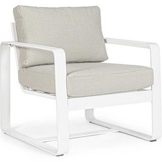 mutoni Fauteuil de jardin Merrigan avec coussin blanc  