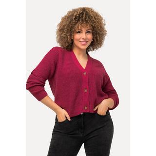 Ulla Popken  Cardigan con scollo a V, abbottonatura e maniche raglan 