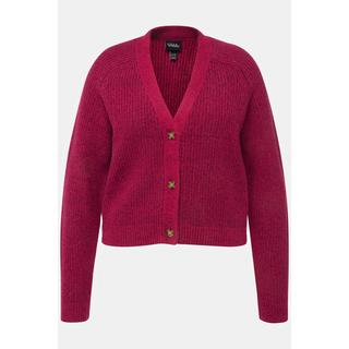 Ulla Popken  Cardigan con scollo a V, abbottonatura e maniche raglan 