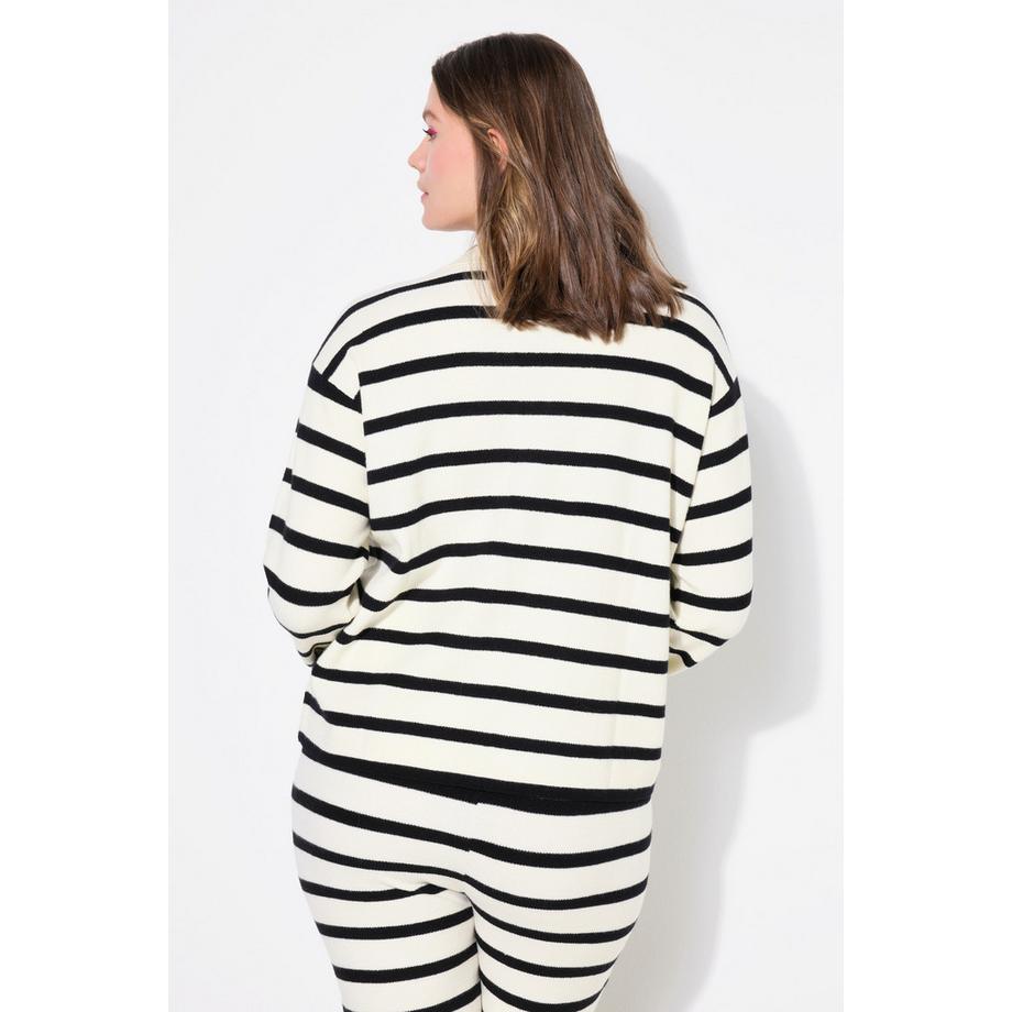 Studio Untold Maglione Polo Oversize a Righe in Maglia Strutturata  