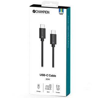 Champion  USB-C-Kabel 60 W 3 m Schwarz 