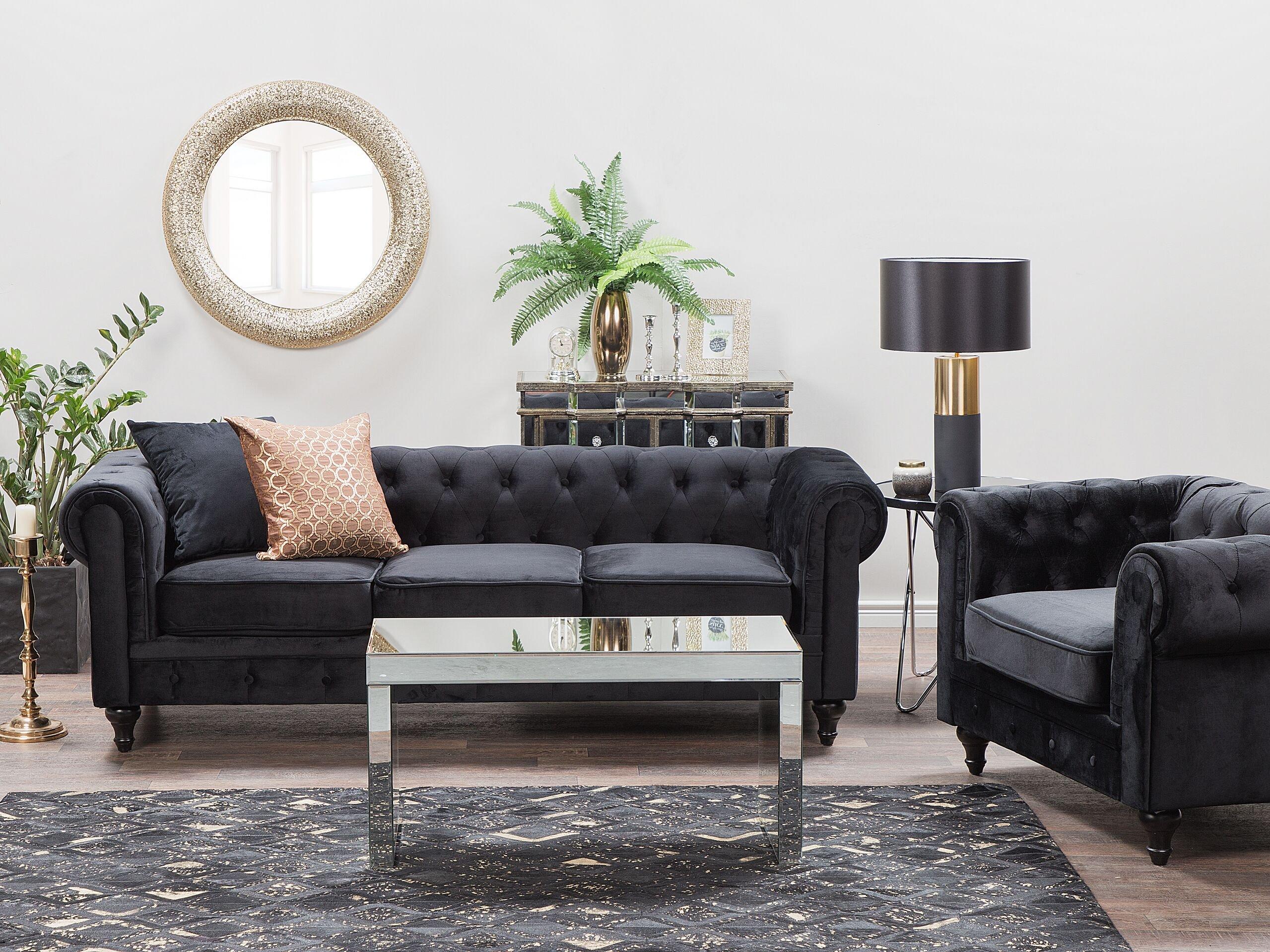 Beliani 3 Sitzer Sofa aus Samtstoff Glamourös CHESTERFIELD  