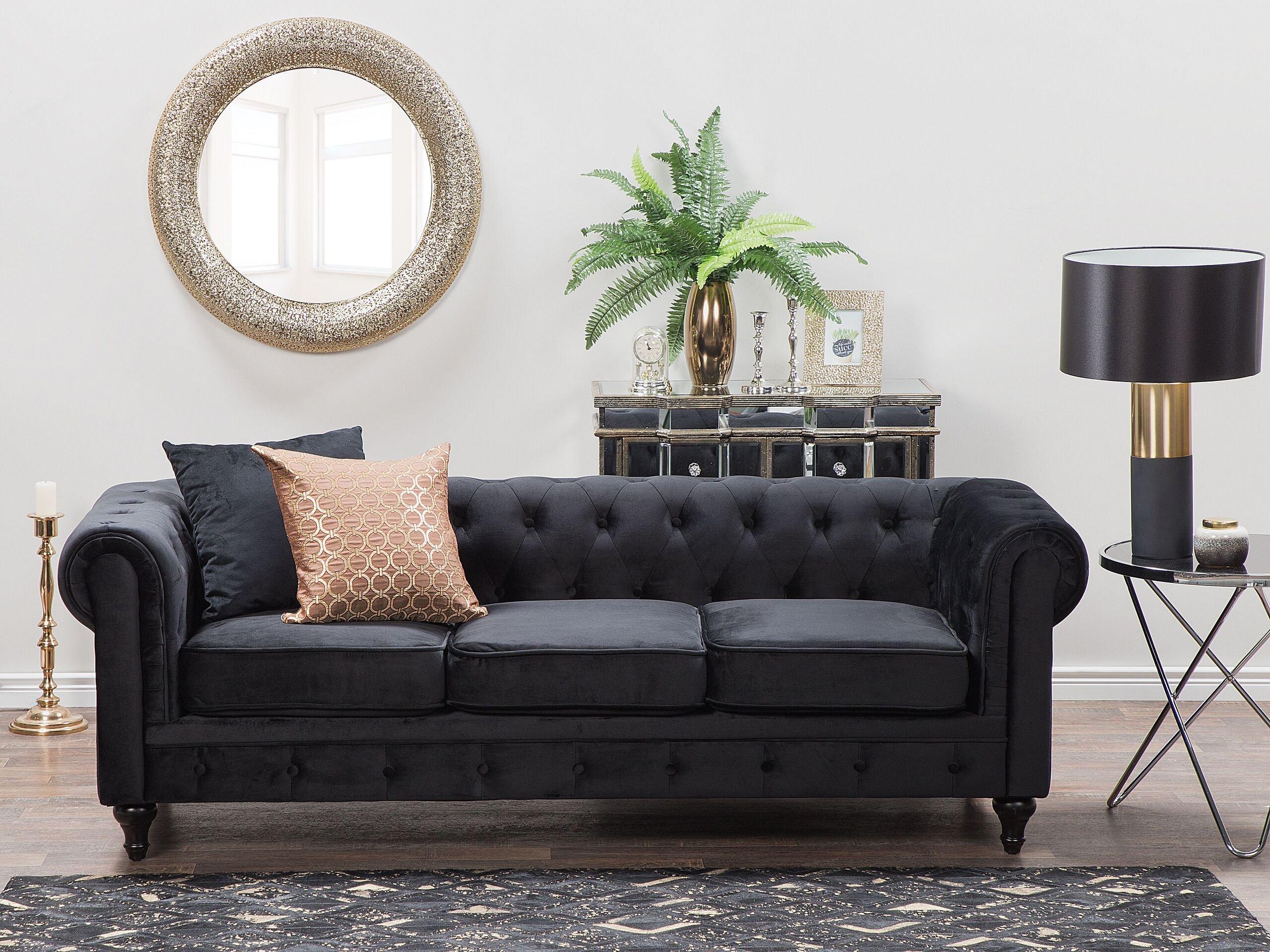 Beliani 3 Sitzer Sofa aus Samtstoff Glamourös CHESTERFIELD  