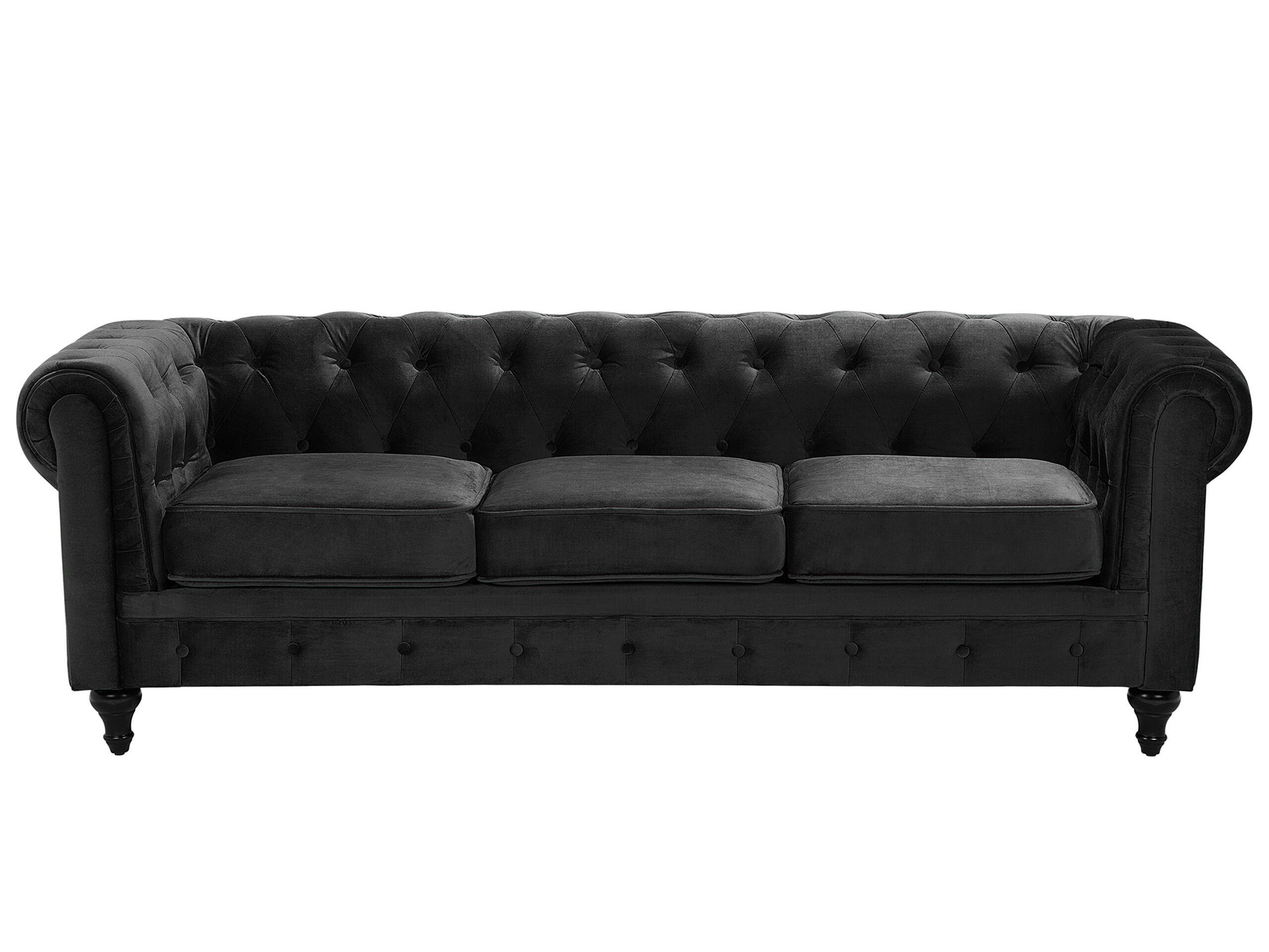 Beliani 3 Sitzer Sofa aus Samtstoff Glamourös CHESTERFIELD  