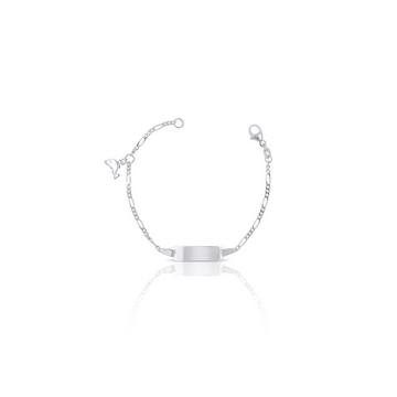 Bracelet dauphin or blanc 750 figaro, 2.1mm, 14cm