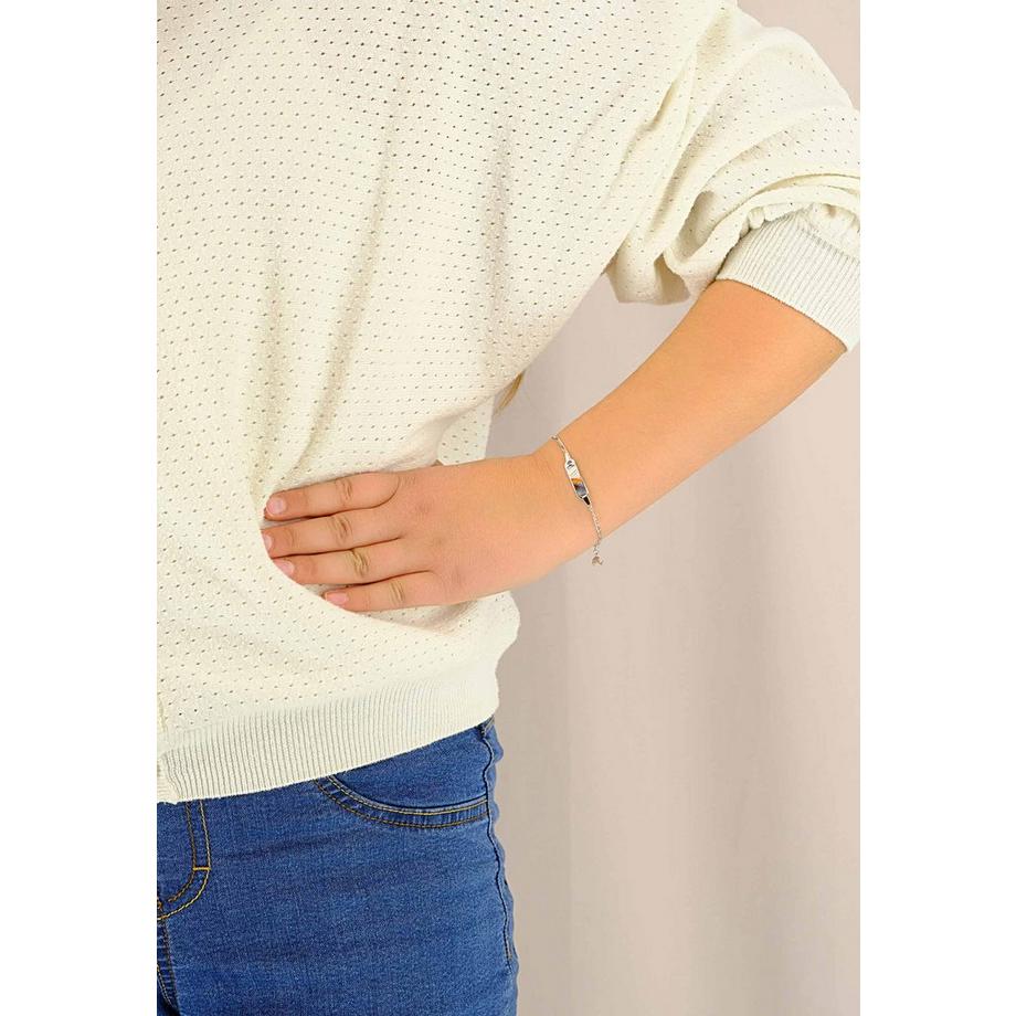 MUAU Schmuck  Plaketten-Armband Delphin Weissgold 750 Figaro, 2.1mm, 14cm 