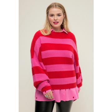 Maglione dal taglio oversize con righe, scollo a girocollo e maniche lunghe