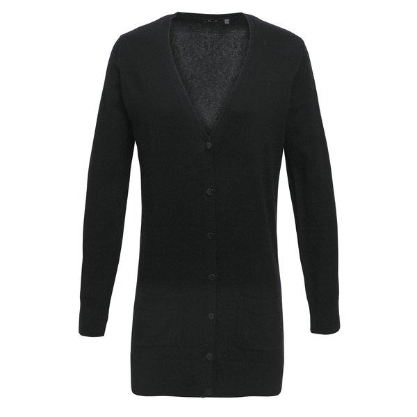 Image of Strickjacke Mit Vausschnitt, Längere Länge Unisex Schwarz 48