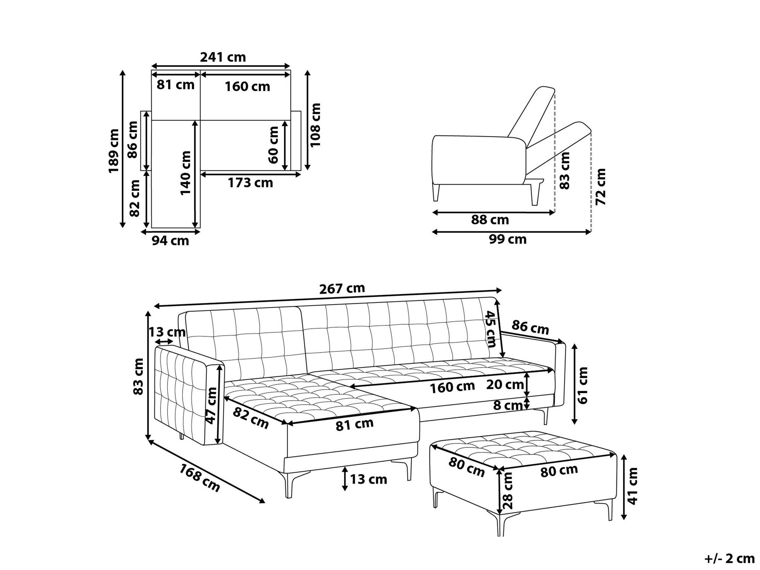 Beliani Ecksofa mit Ottomane aus Kunstleder Industriell ABERDEEN  