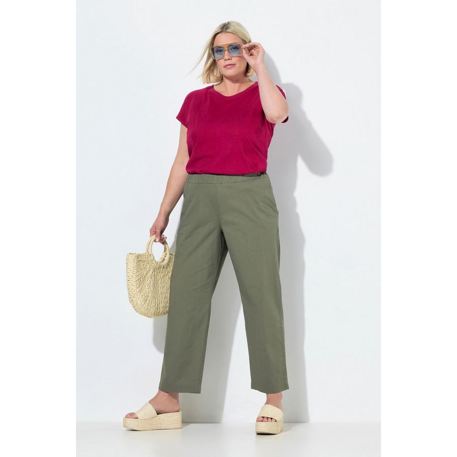 Ulla Popken Pantaloni Chino Ruby 7/8 Vita Elastica Gamba Larga Dritta  