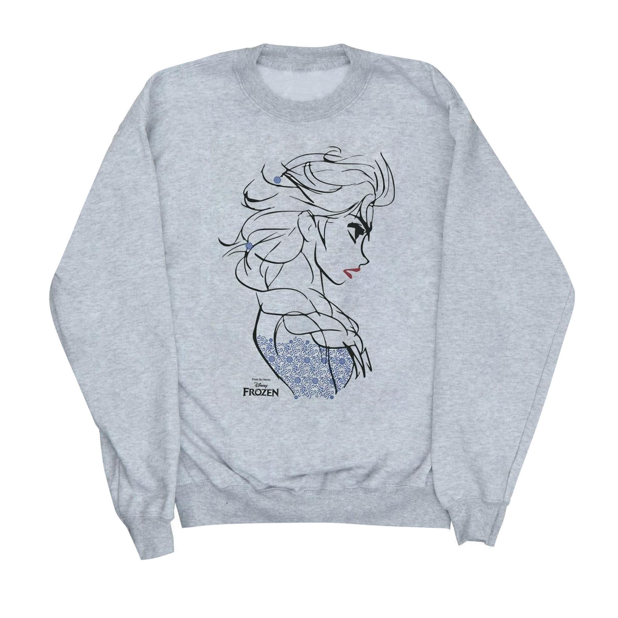 Image of Frozen Elsa Sketch Sweatshirt Damen Grau XXL