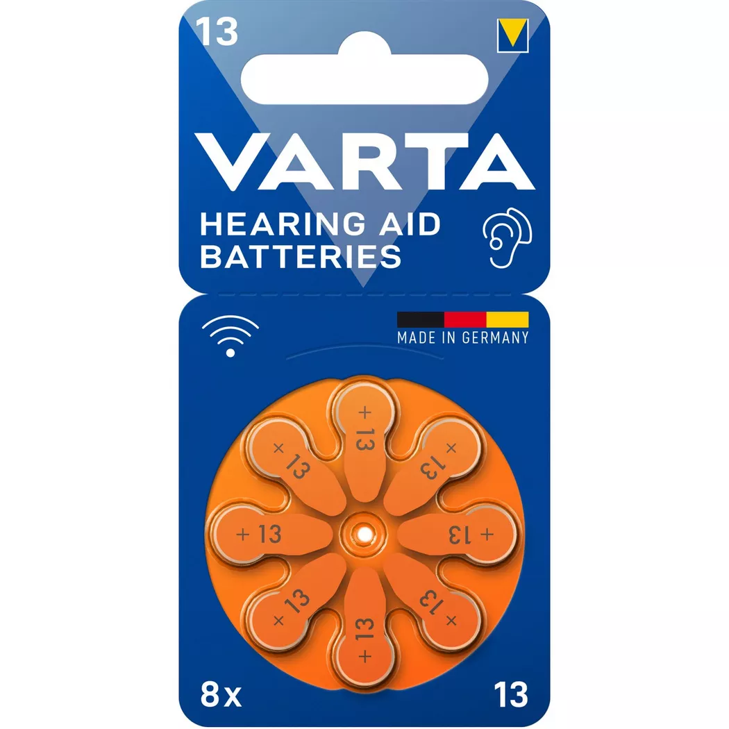 VARTA - Batteria per apparecchi acustici 13 / A13 / PR48 pacco da 8, One Size