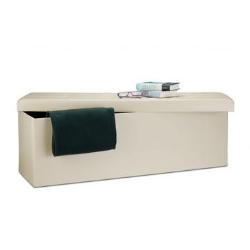 Banc de rangement pliant en cuir artificiel