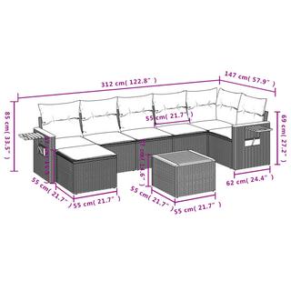 VidaXL Ensemble de canapés de jardin rotin synthétique  