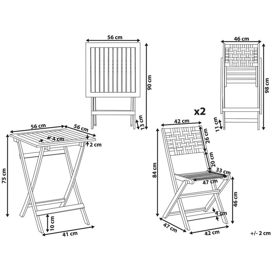 Beliani Set bistrot en Legno d'acacia Rustico CONIOLO  