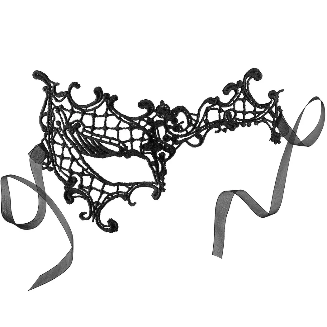 Tectake - Schwarze Spitzenmaske Fantomina, One Size, Charcoal Black