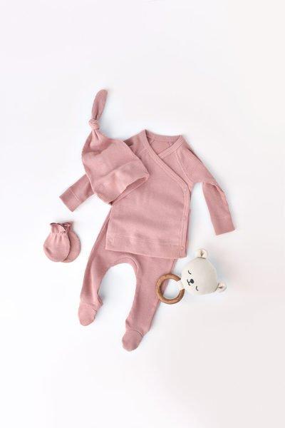 BabyCosy Organic  4 Pcs Set, Pantalon, T-shirt, Bonnet, Moufles 