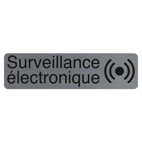 Exacompta Plaque adhésive imitation aluminium Surveillance électronique 16,5X4,4 cm  