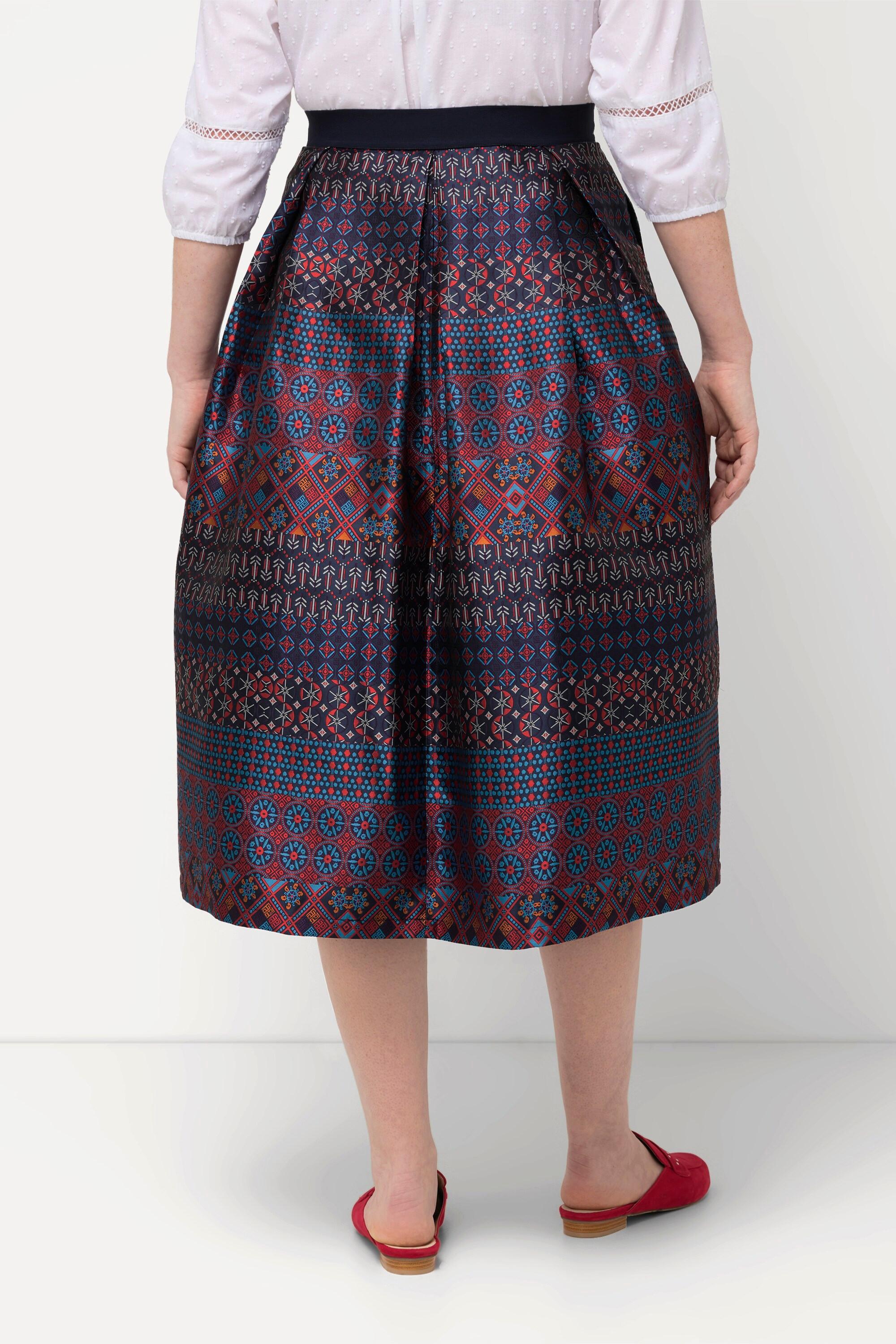 Ulla Popken Gonna stile country taglio svasato design a righe cintura elastica  