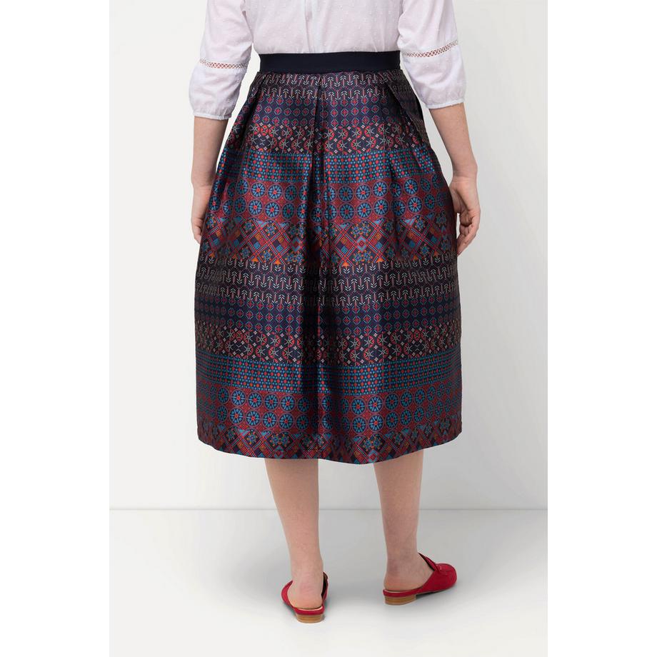 Ulla Popken Jupe esprit champêtre motif à rayures coupe trapèze taille élastique  