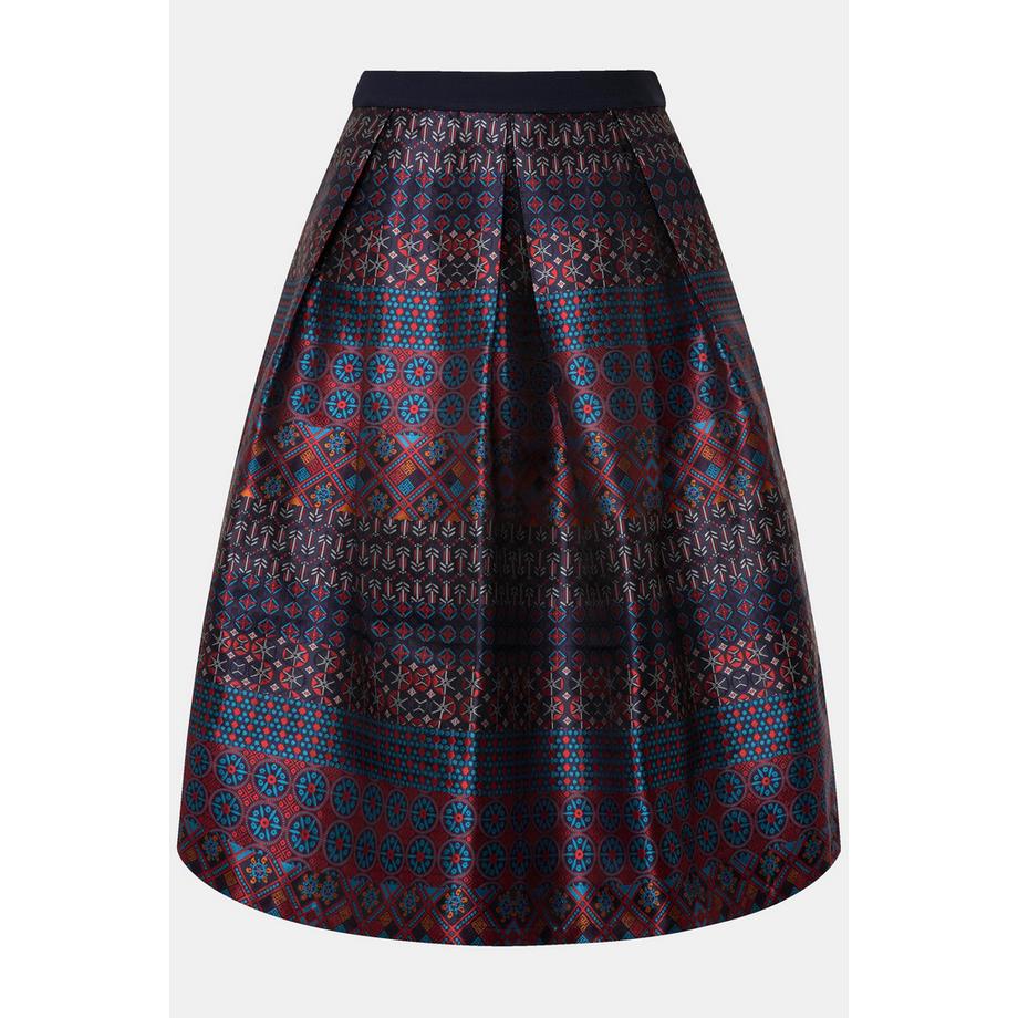 Ulla Popken Jupe esprit champêtre motif à rayures coupe trapèze taille élastique  