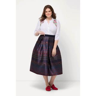 Ulla Popken Gonna stile country taglio svasato design a righe cintura elastica  