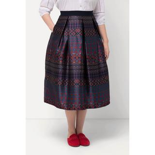 Ulla Popken Gonna stile country taglio svasato design a righe cintura elastica  