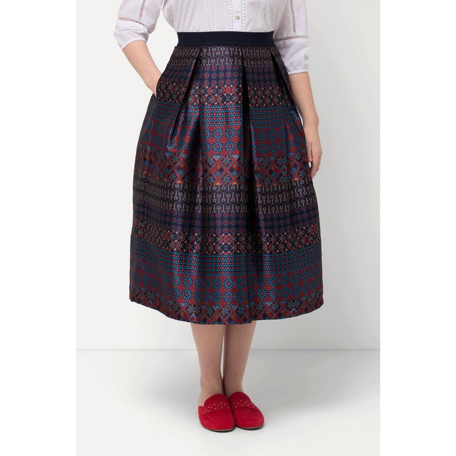 Ulla Popken Jupe esprit champêtre motif à rayures coupe trapèze taille élastique  