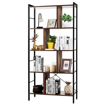 5-stöckiges Bücherregal Bücherregal mit Metallrahmen Standregal Holz 74 x 30 x 154,5 cm Braun