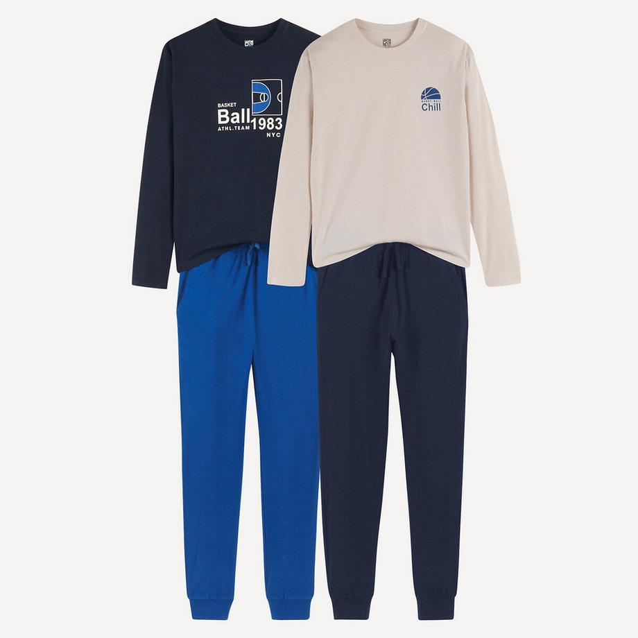 Lot de 2 pyjamas en coton imprimé basket