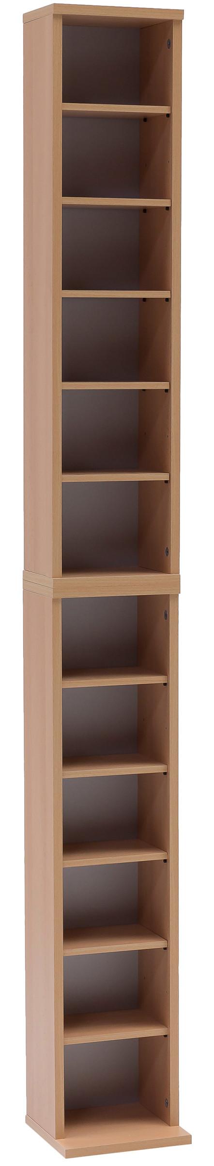 VCM CD Regal Holz Bigol | platzsparender CD Schrank für 204 CDs oder 72 DVDs | Maße: H. 180 x B. 21 x T. 20 cm | Elegantes DVD Regal stehend | Blu ray  