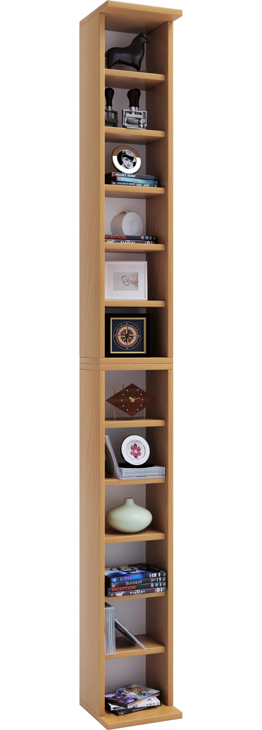 VCM CD Regal Holz Bigol | platzsparender CD Schrank für 204 CDs oder 72 DVDs | Maße: H. 180 x B. 21 x T. 20 cm | Elegantes DVD Regal stehend | Blu ray  