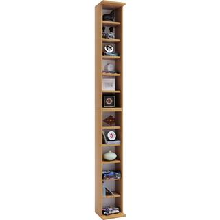 VCM CD Regal Holz Bigol | platzsparender CD Schrank für 204 CDs oder 72 DVDs | Maße: H. 180 x B. 21 x T. 20 cm | Elegantes DVD Regal stehend | Blu ray  