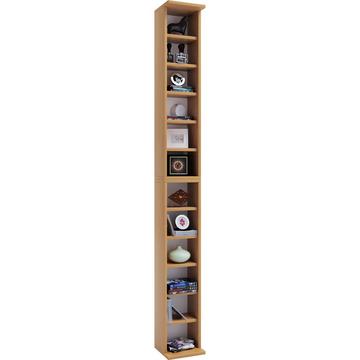 Holzregal stehend | platzsparender CD Schrank für 204 CDs oder 72 DVDs | Maße: H. 180 x B. 21 x T. 20 cm | Elegantes DVD Regal stehend | Blu-Ray Regal
