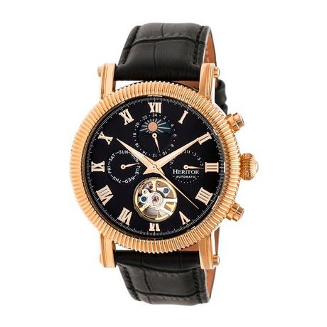 Heritor Automatic  Montre Heritor Automatique Winston Semi-Squelette en Cuir 