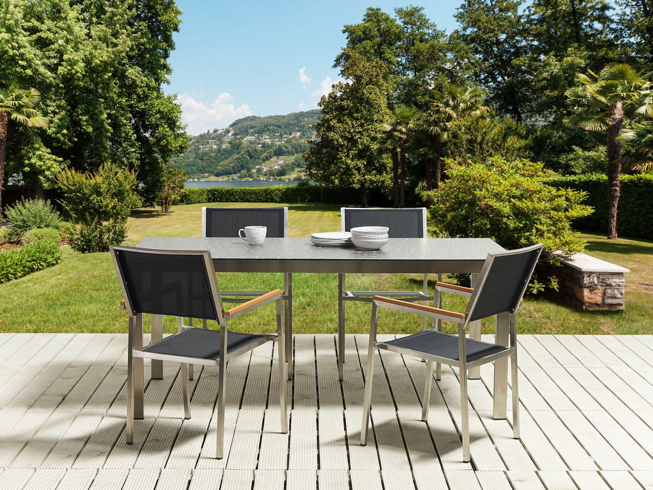 Beliani Gartentisch Set aus Sicherheitsglas Modern COSOLETO/GROSSETO  