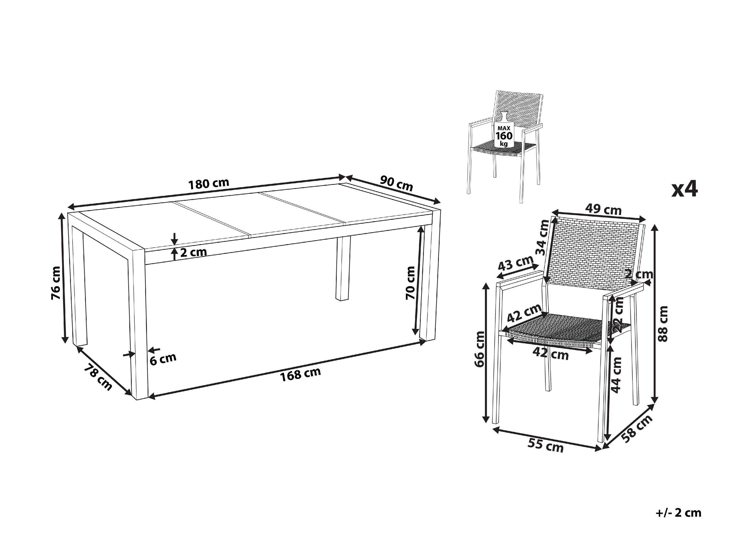 Beliani Gartentisch Set aus Sicherheitsglas Modern COSOLETO/GROSSETO  