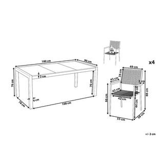 Beliani Gartentisch Set aus Sicherheitsglas Modern COSOLETO/GROSSETO  