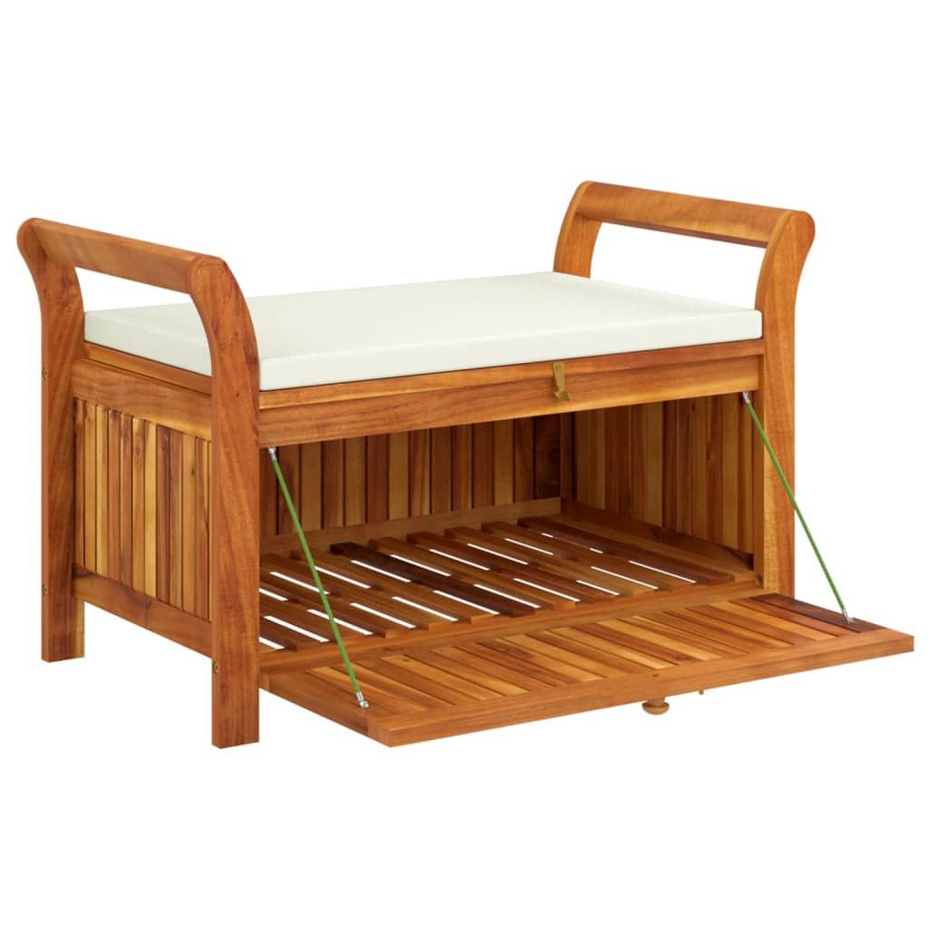 Panca Portaoggetti Da Giardino In Legno Acacia 91cm Con Cuscino – Comoda E Pratica Per Esterni